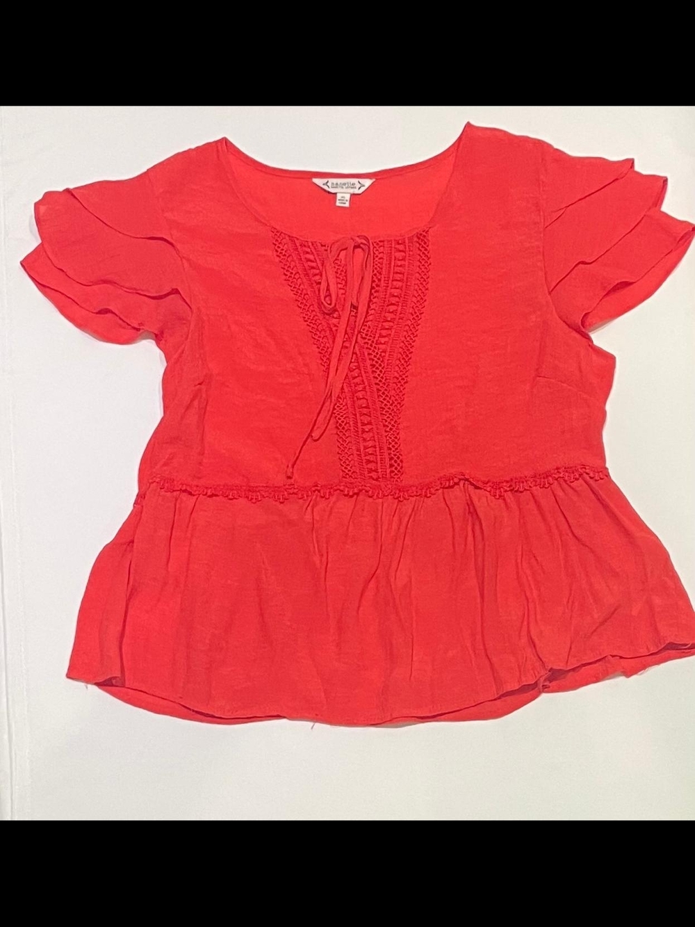 Nanette Lepore Red Peplum Tie-Front Blouse